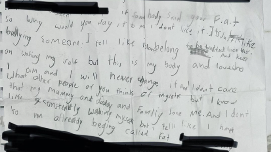 8-year-old’s letter to classmate who called her ‘fat’ is a powerful illustration of self-love